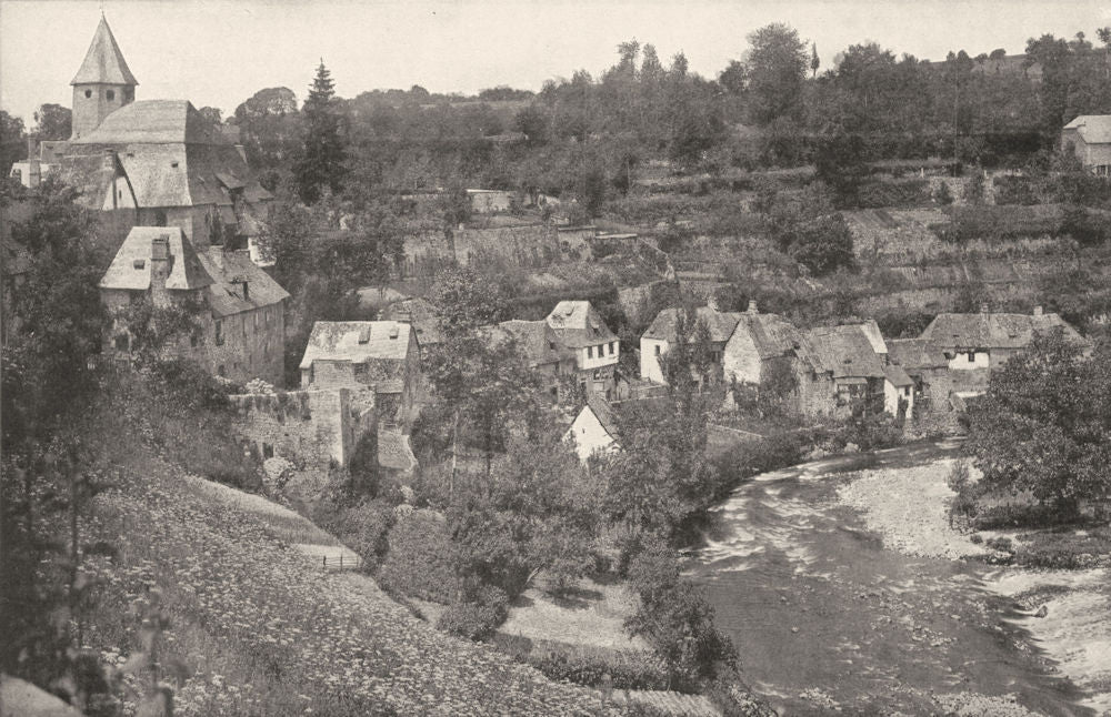 CORRÈZE. Treignac, Sur la Vézère 1900 old antique vintage print picture